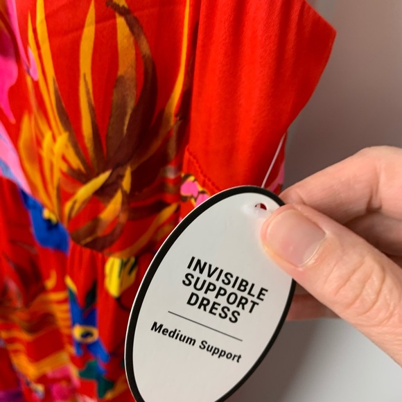 NWT Soma MEDIUM Tiered Satin Maxi Bra Dress Red Tropical Vacation Beach - Picture 5 of 10